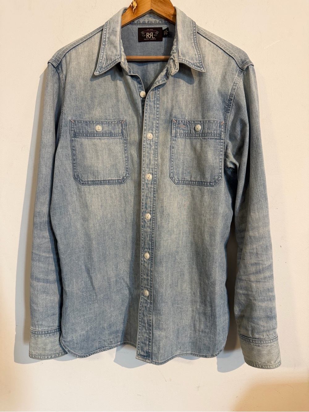 RRL Double RL Ralph Lauren Light Blue Denim Button-Up Shirt